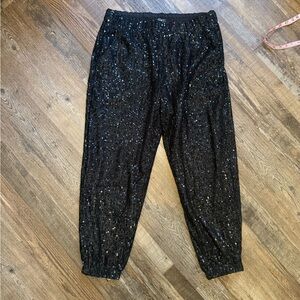LOFT Black Sequin Jogger Pants - size M